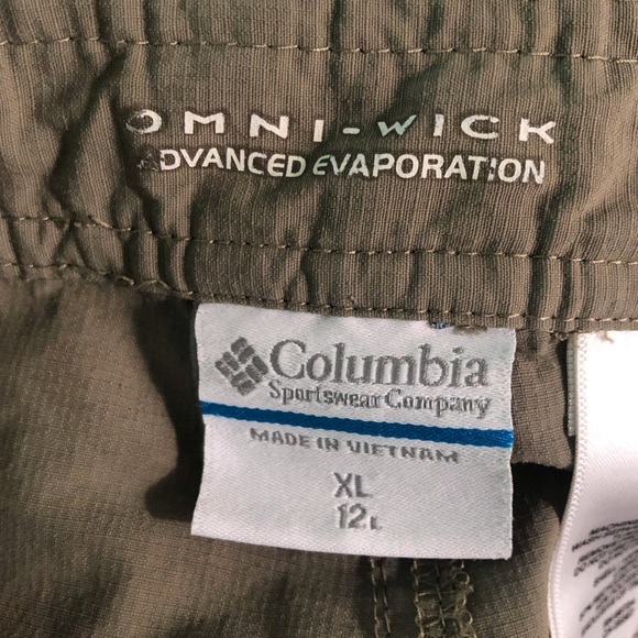 Columbia Men's XL Olive Cargo Cargo Shorts Omni Wick advanced Evaporation Nylon - Picture 6 of 6